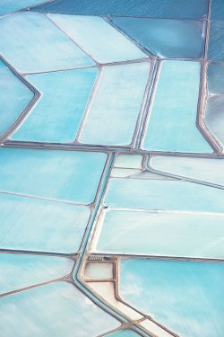 sixpenceee:  The following are aerial pictures of blue salt fields in Australia.  