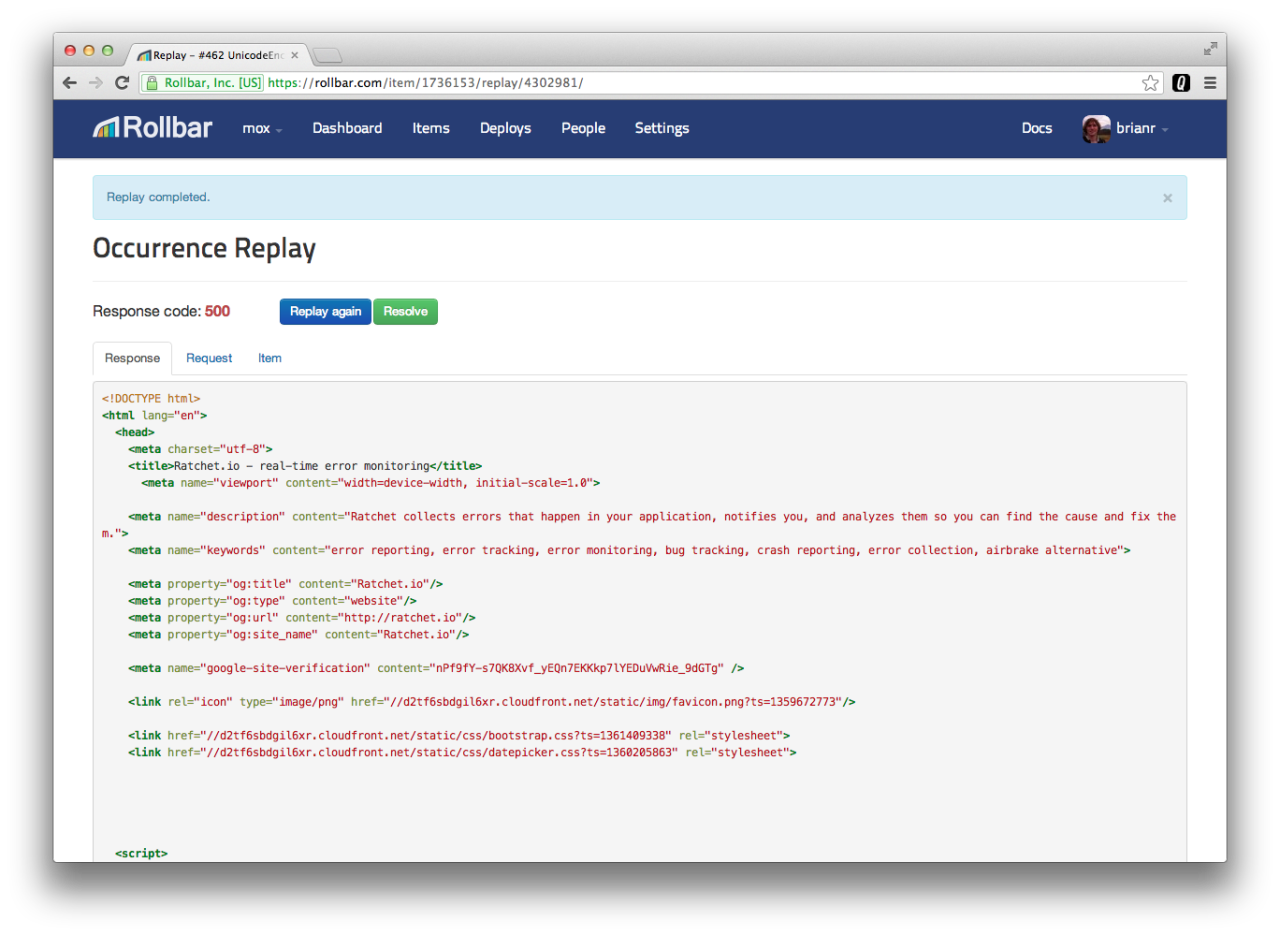 Rollbar’s exception reply feature BLOWS MY DAMN MIND (via Rollbar - Features - real-time error monitoring)