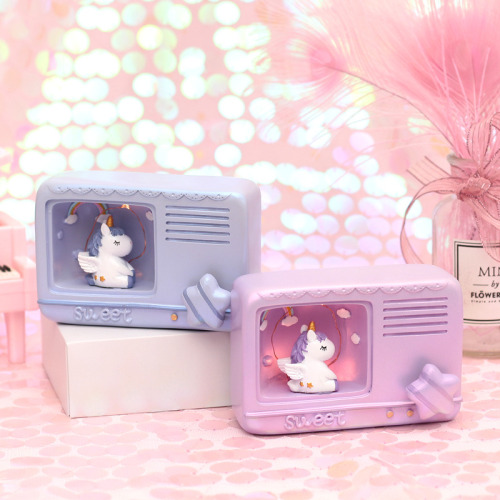 magicalshopping:♡ Kitty & Unicorn TV Mini Music Box Lamps from Kuru Store ♡ 