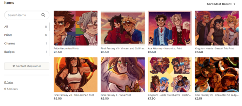 I finally opened an Etsy store! It’s mostly left overs from Kupocon atm with loads of Final Fa