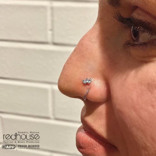 Our shop performs a lot of nostril piercings. Love them all, but Shana blew me away with her jewelry