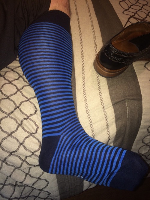 grsx72:  Today’s new Dapper Classics Navy and Royal striped OTCs with my black Mercanti Fiorentini wing tips!