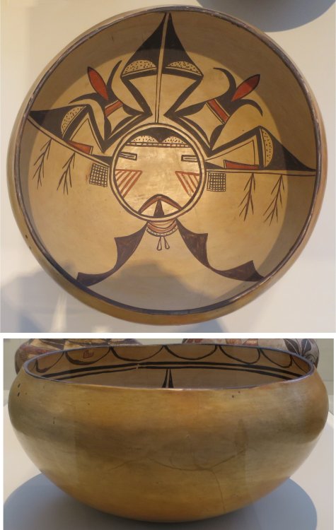 Sichomovi (Hopi) hand-painted ceramic bowl.  Artist unknown; ca. 1900.  From Arizona; now 