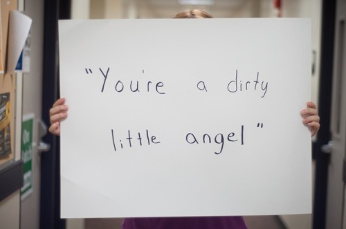 Project Unbreakable is a photography project aiming to give a voice to  survivors of sexual assault, domestic violence, and child abuse.The rapes survivors write the agressor’s awful words on a white banner and take picture with it.Follow it.