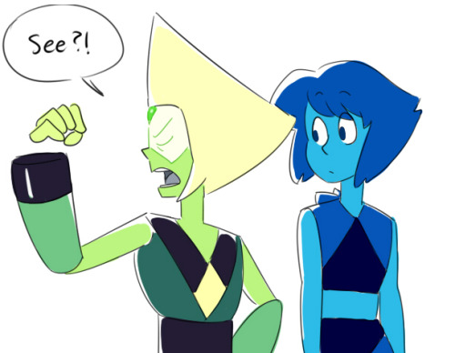 angeban:  This is the second comic I’ve drawn with Peridot being flustered and Lapis laughing at her, I think I have a problem 