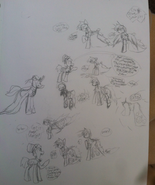 Random pony: what a lovely dress miss.Daring: thanks. Have you seen- Derpy: GET IT AWAY! STOP IT! 