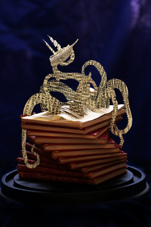 The Kraken.A book sculpture by Justin Rowe.www.daysfalllikeleaves.com