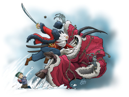 peterkothe: A good vs. evil holiday smackdown for the ages!! Santa Claus vs. Krampus (the yuletide d