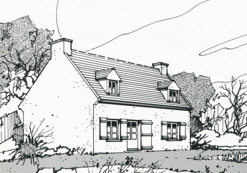 vintagehomeplans:France, 1981: AH 12A traditional rural cottage with a combined kitchen/living/dinin