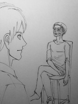 Isayama sketches Eren watching Levi in the