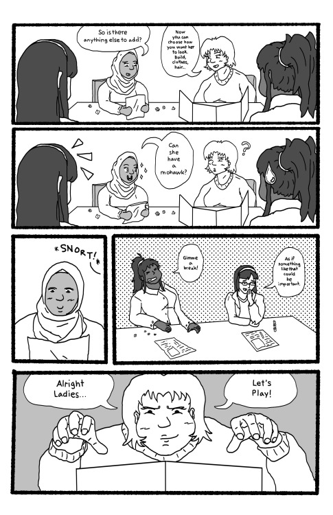 bikiniarmorbattledamage:  dungeonsdonuts:  Part 1 of my comic “My First Character”, a D&D inspired story of friends rolling dice together for the first time.  Not gonna lie, this is the first comic project I’ve done since I was in