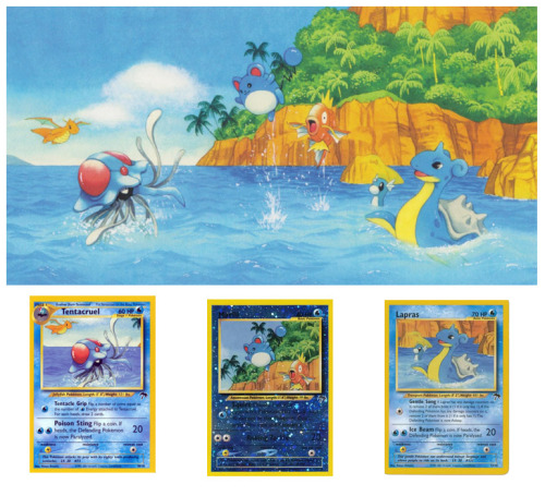 theladysilvermoon:Pokemon TCG Southern Island Collection part 1, illustrated by Naoyo Kimura and Kei