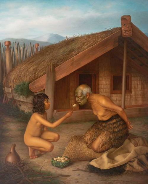 Art by Gottfried Lindauer (click to enlarge)1. Maori children playing knucklebones, 19072. Maoris pl