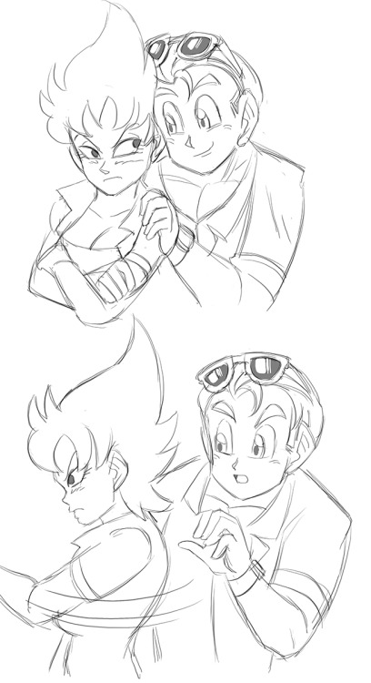 A couple of quick sketches of a genderbend version of some scenes from DB Super episode 2!(Iâ€™m kinda back from my break, by the way)