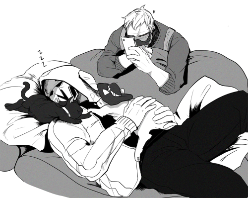 aminoscribbles: tired reaper and his cats