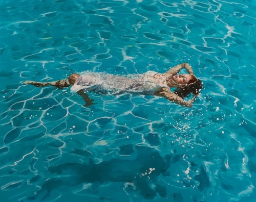 anitaleocadia:  Eric Zener  - oil on canvas, 2013 - Gentle Surrender - Sea Dream - Woman Waking from a Dream - Tumbling Through the Light - White Cloak 