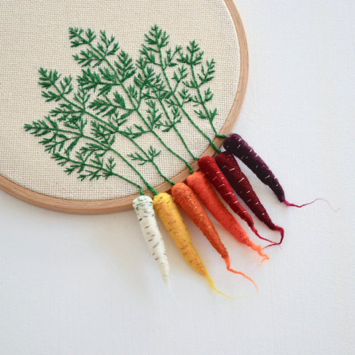 brwnpaperbag:Embroidered and needle-felted veggies by Little Herb Bouquet