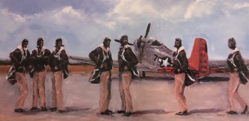 thechildrensmuseum:  During World War II, around 1,000 Black pilots were trained at the Tuskegee Institute in Alabama to be a part of the U.S. Army Air Corps. It was the first time the U.S. had opened its doors to Black pilots. This print entitled ‘The