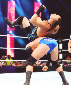 Love how Barrett&rsquo;s bulge pushes his trunks out when he hits that big boot!