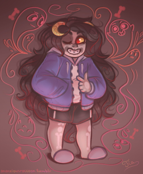 pompasancta: ananxiousraccoon: Aradia dressed up as Sans for halloween gives me life @tabrisofficial
