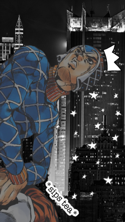 Dark-themed Guido Mista lockscreen + homescreen for anon!!Feel free to use!!I had a lot of fun makin