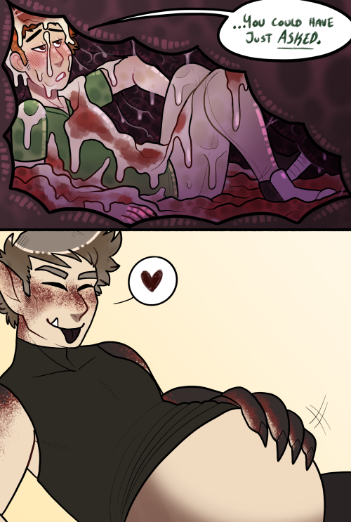 comic commission for @bastardofbabylon of him and @hs-artist ‘s sonas!! Sometimes you just have to c