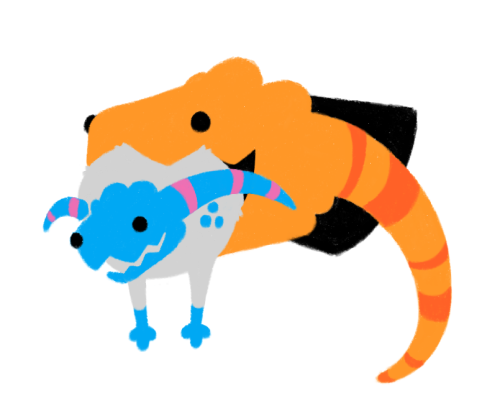 A Lizard Gently Holding A Cottonball Lizard In Their Maw (it Could Be Another Cottonball Lizard.....)