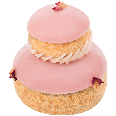 glitteringroseangel: STRAMBERRY ROSE RELIGIEUSE - Choux pastry filled with a lightly perfumed rose m