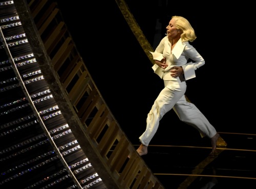 thattboyisamonster:  Lady Gaga running and crying offstage after her performance at the Oscars on Sunday, February 28th. 