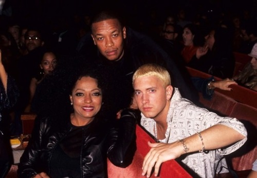 90shiphopraprnb:Diana Ross, Dr. Dre and Eminem (1999)