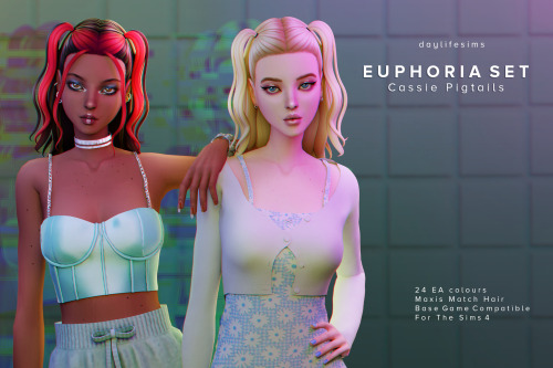 chewybutterfly: daylifesims: EUPHORIA SET - Cassie Pigtails Please read my TOU before download. New 