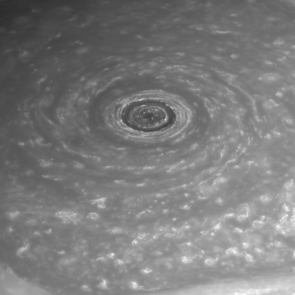 carolynporco:
“ Today’s Image of the Week from our robotic outpost in the outer solar system … the great churning, whirling vortex at the center of Saturn’s famous northern polar hexagon. Whenever I see this monstrous cyclone, about as big across as...