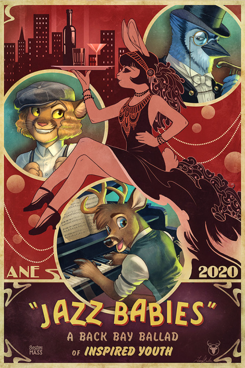 lackadaisycats:The youths are so inspired, they play stride piano with hooves.A mock-movie poster I did for Anthro New England’s 1920s themed convention, taking place this weekend! (Prints are available there.)—————————Lackadaisy is