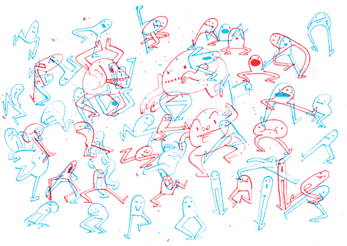 neilsanders:  A bunch of dumb sketches frantically drawn in a bar last night! Messing around with limited drawings and envelope distort in flash. 