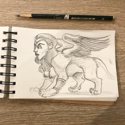 Sphinx! . . #pencil #pencilsketch #sketch #doodle #wings #sphinx #cat #art #drawing #drawmore #drawe