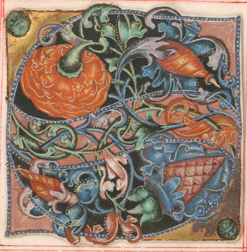 Manuscript Illumination with Initial S, from a Choir Book via Medieval ArtMedium: Tempera, ink, and 