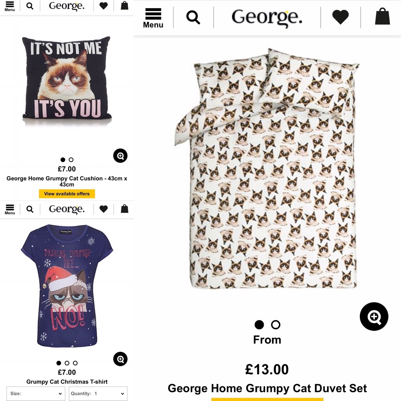 Terrible #GiftIdeas: Grumpy Cat Home Goods with International Shipping at George.: https://www.george.com/grumpycat