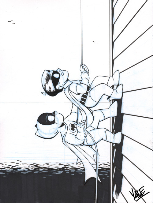 yalestewart: Batman and Robin C2E2 Convention Commission Pencil and ink on bristol, 9”x12&rdqu