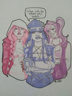 gabbygoodarts:  The girls won’t take your shit. More modern AU sketches. 