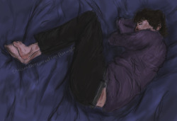 thecumbercollective:  Sleeping Sherlock been listening to too much postal service 