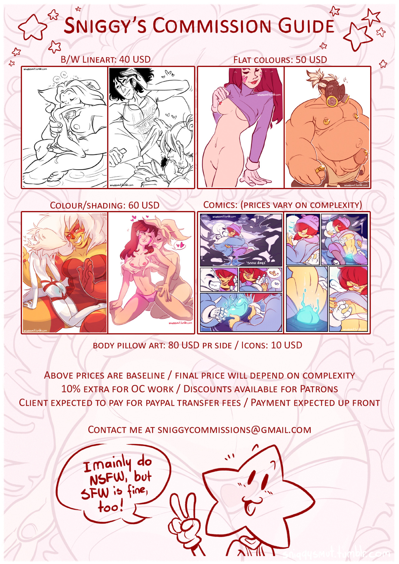 sniggysmut:  Patreon / Gumroad   In order to claim a Patron tier discount, you must