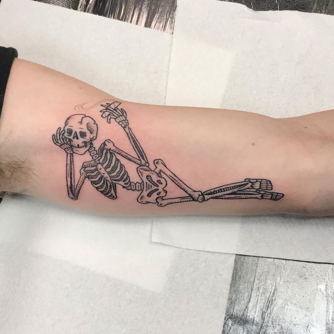 Tattoo uploaded by Bonnie Greyling  Sketchwork skeleton  Tattoodo