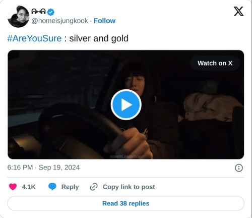 #AreYouSure : silver and gold pic.twitter.com/LLp7vGUKXB
— ᕱ⑅ᕱ (@homeisjungkook) September 19, 2024