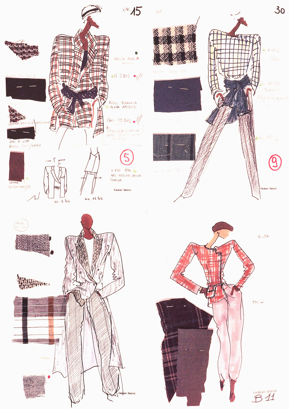 Fashionary Hand - A Fashion Illustration Blog — Giorgio Armani Design  sketches Italian executive...