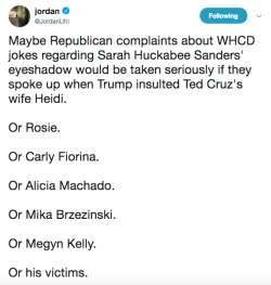 liberalsarecool:  Republicans love misogyny. Republicans only protect certain women who protect the patriarchal status quo.Ivanka, Melania, and Sarah protect Trump. They are safe. Those who do not protect the status quo and Trump are free game.