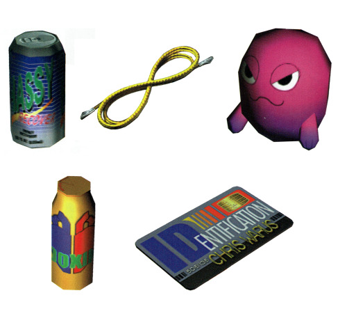 thevideogameartarchive: Items from ‘Blue Stinger’ on the Dreamcast. 