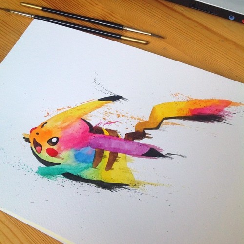 thegameisalife:  Pokémon en acuarelas.Pokémon on watercolor.By Lisa-Marie Melin  Queria desenhar assim