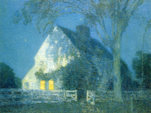 artist-childe-hassam:Moonlight, the Old House, 1906, Childe Hassam