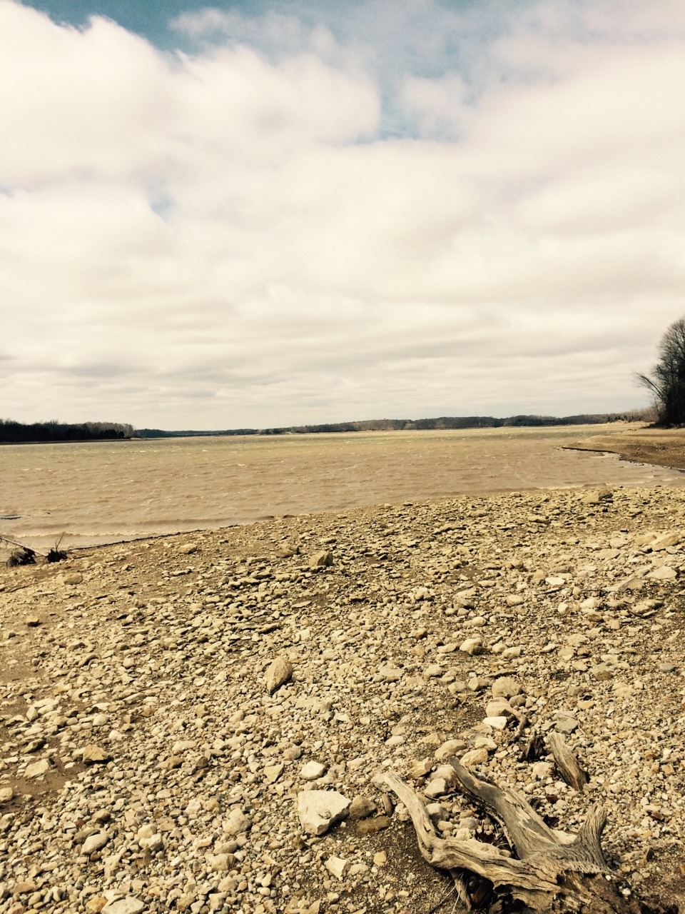 The road generally dead ends into the water. They have opened the dam to help with