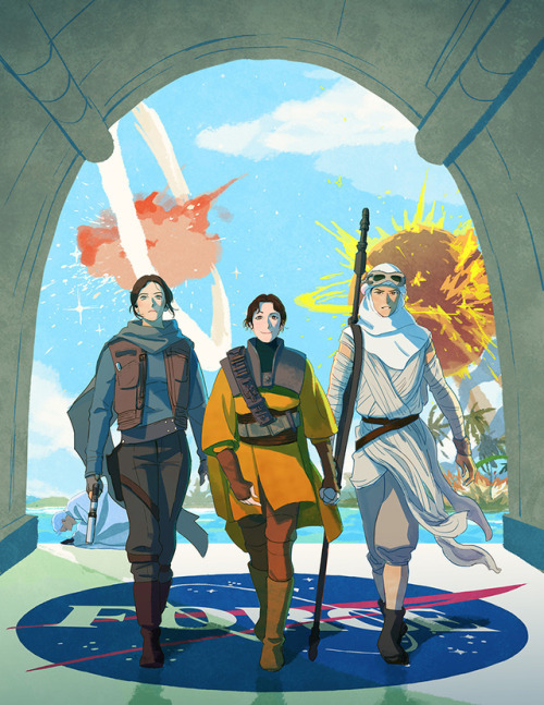 middle-sinclair: It’s a little late, but May the force be with you all!  Jin, Leia, Rey a